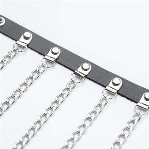 Zoestar Leather Waist Belt Punk Tassel Metal Body Cage for Women